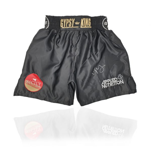 Tyson Fury Hand Signed Fight Replica Boxing Shorts V Sefer Seferi