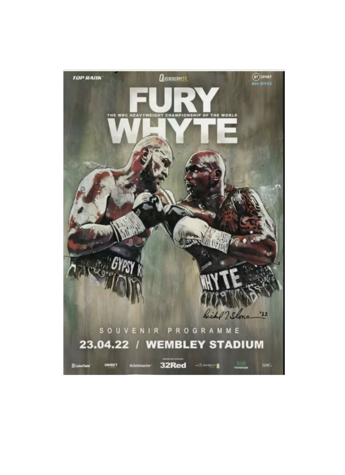 Tyson Fury V Dillian Whyte Official Fight Programme 23/04/2022 Tyson