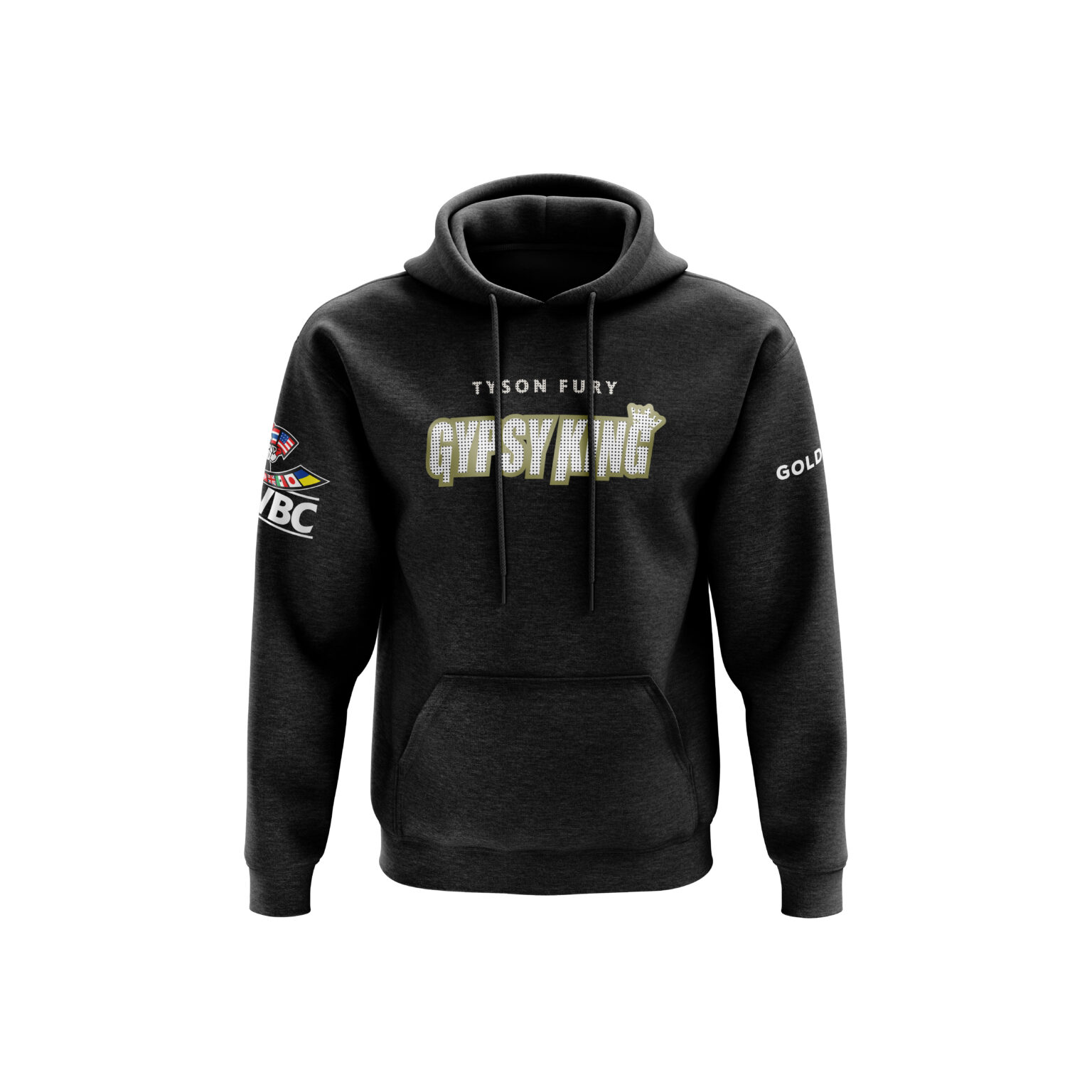 Black and Gold WBC Long Logo Hoodie Tyson Fury Official Merchandise